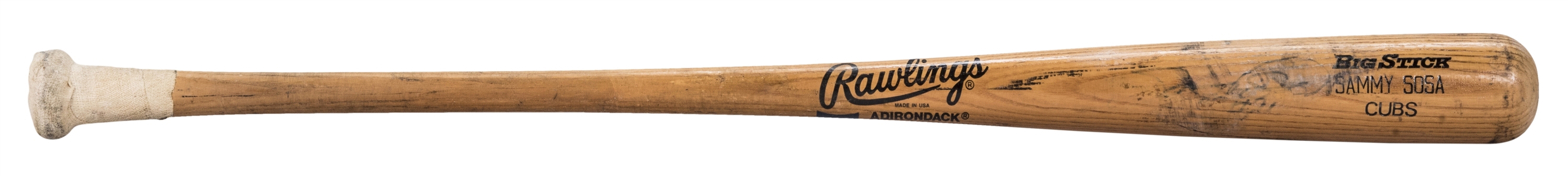 Circ. 1996 Sammy Sosa Game Used & Signed Rawlings/Adirondack 256B Big Stick Model Bat (PSA/DNA GU 9.5 & Beckett)